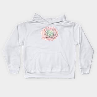 Watercolor, succulent, pink, botanical, cactus, painted Kids Hoodie